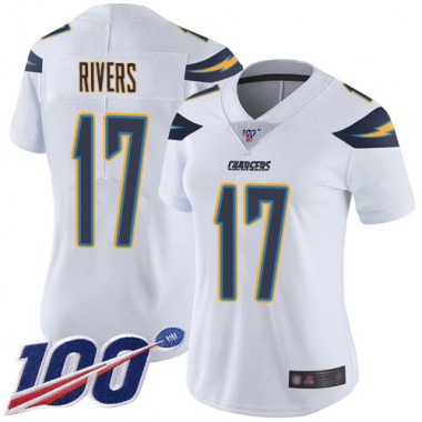 Los Angeles Chargers NFL Football Philip Rivers White Jersey Women Limited  #17 Road 100th Season Vapor Untouchable->los angeles chargers->NFL Jersey